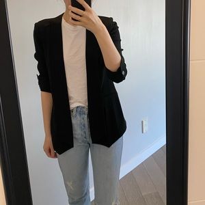Black Open Front Blazer